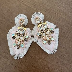 BaubleBar Cream and Gold Fringe Earrings